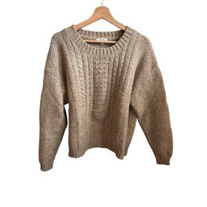 Max Studio Cable Knit Sweater Women's Size L Tan Pullover Top